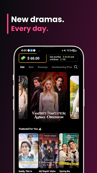 Reelio home screen with new dramas